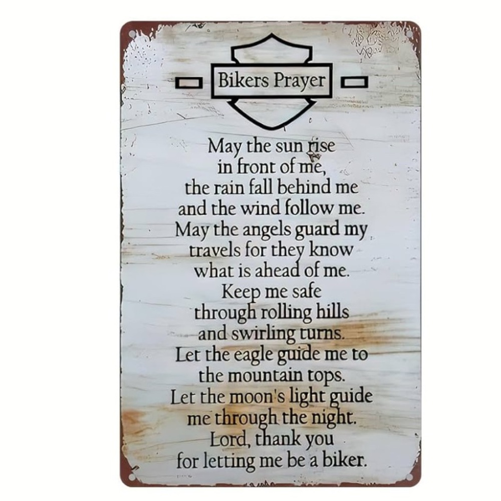 Biker’s Prayer Metal Tin Sign NWT